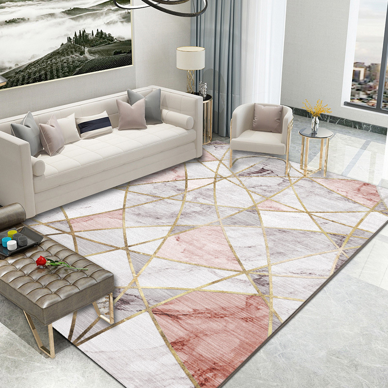 XL Extra Large Lush Plush Pink Marble Rug Carpet Mat (300 x 200)