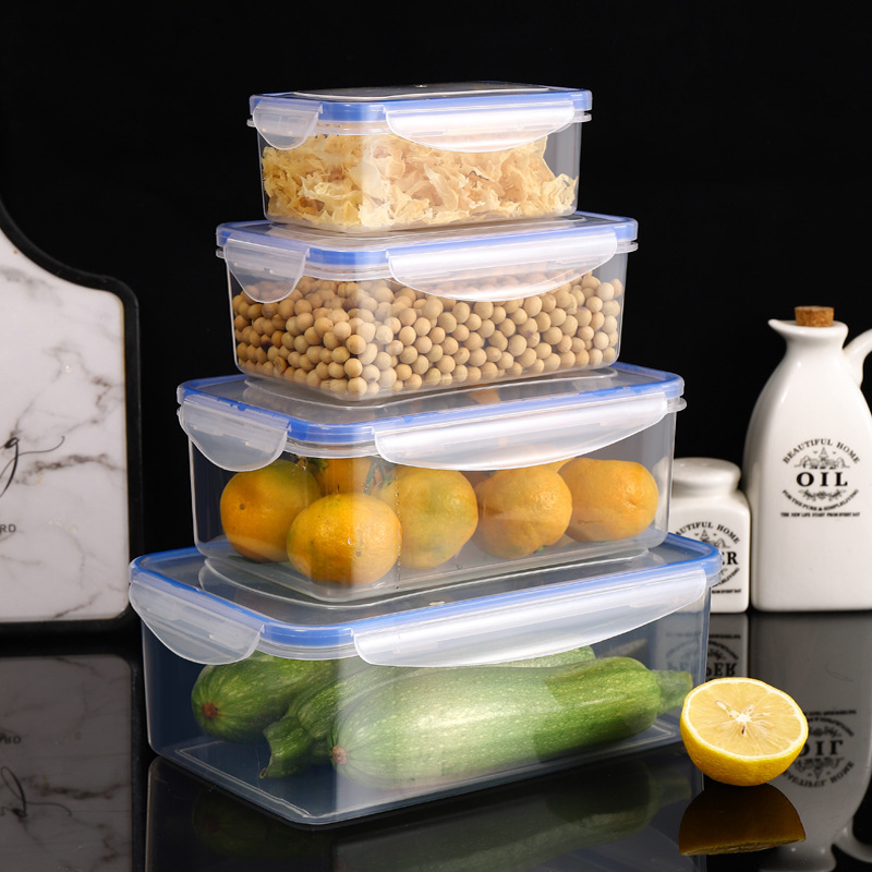 4 X Food Storage Lunchboxes Containers Set with Lids (Set of 4, Rectangle)