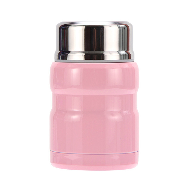 750mL Stainless Steel Vacuum Insulated Food Jar with Folding Spoon (Pink)