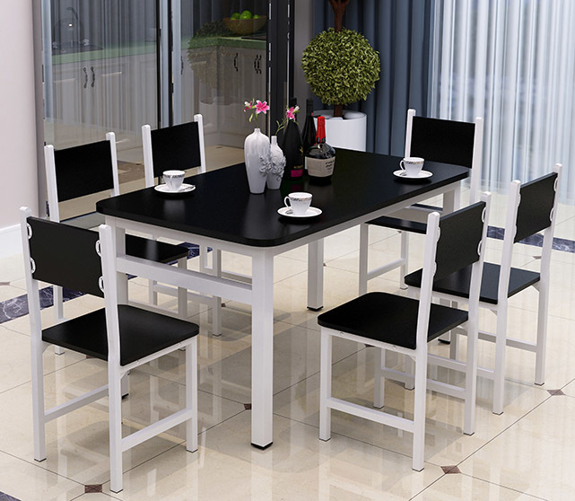 Bliss Large Wood & Steel Dining Table (Black & White)