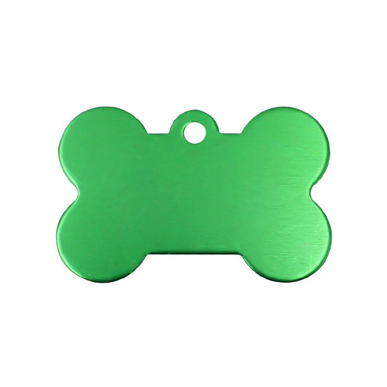 Personalized Name Tag Pet Supplies Dog Bone Shaped Aluminum ID Tag (Green)