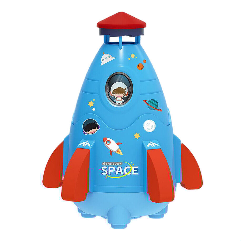 Space Rocket Sprinkler Rotating Water Powered Launcher Spinner Toy (Blue)