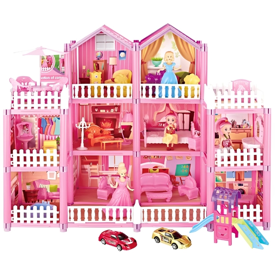 Multilevel Large Princess Dream Castle Dreamhouse Mansion Doll House Toy Set with Dolls & Furniture