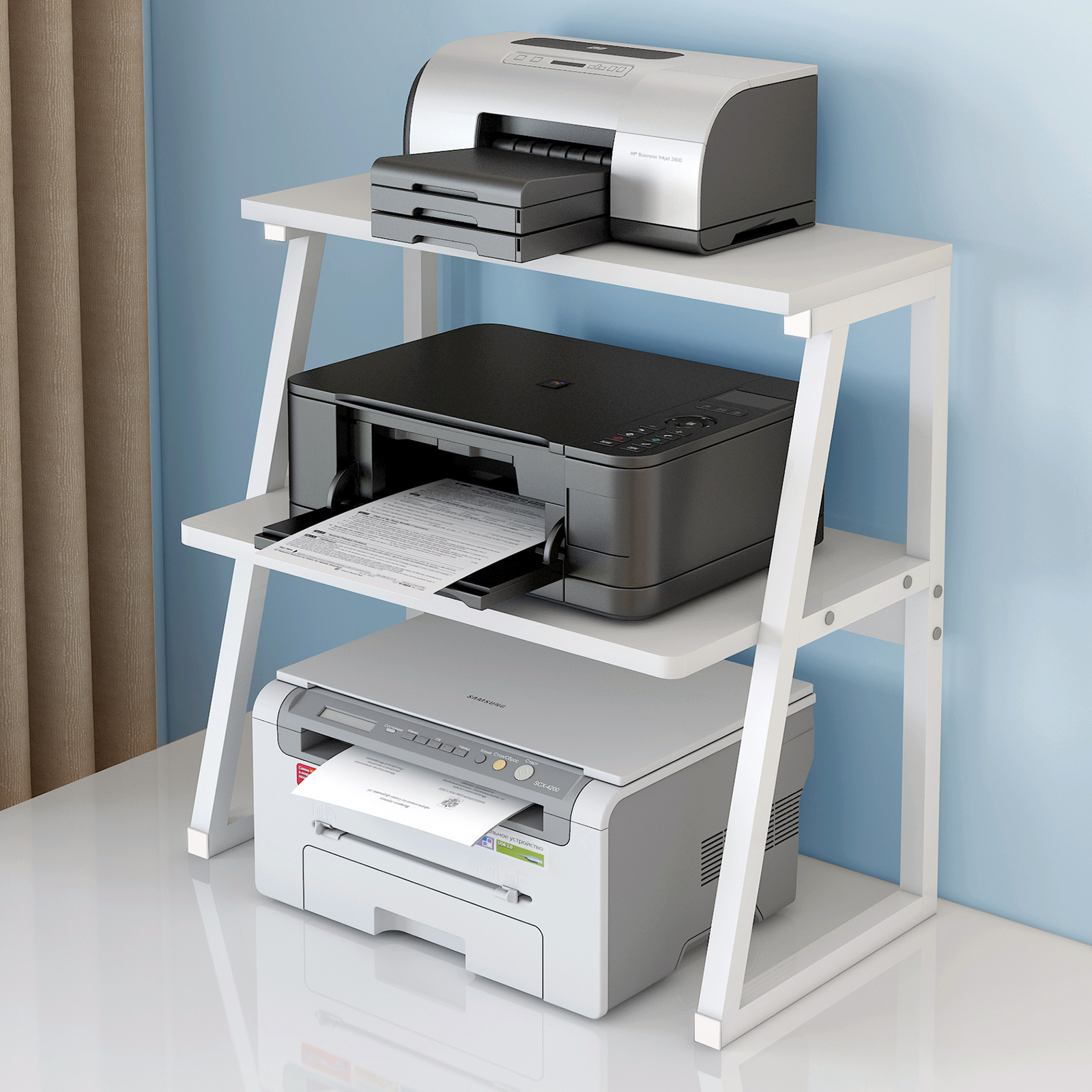 Cosmic 3-Tier Desk Hutch Storage Shelf Unit Office Organizer (White)