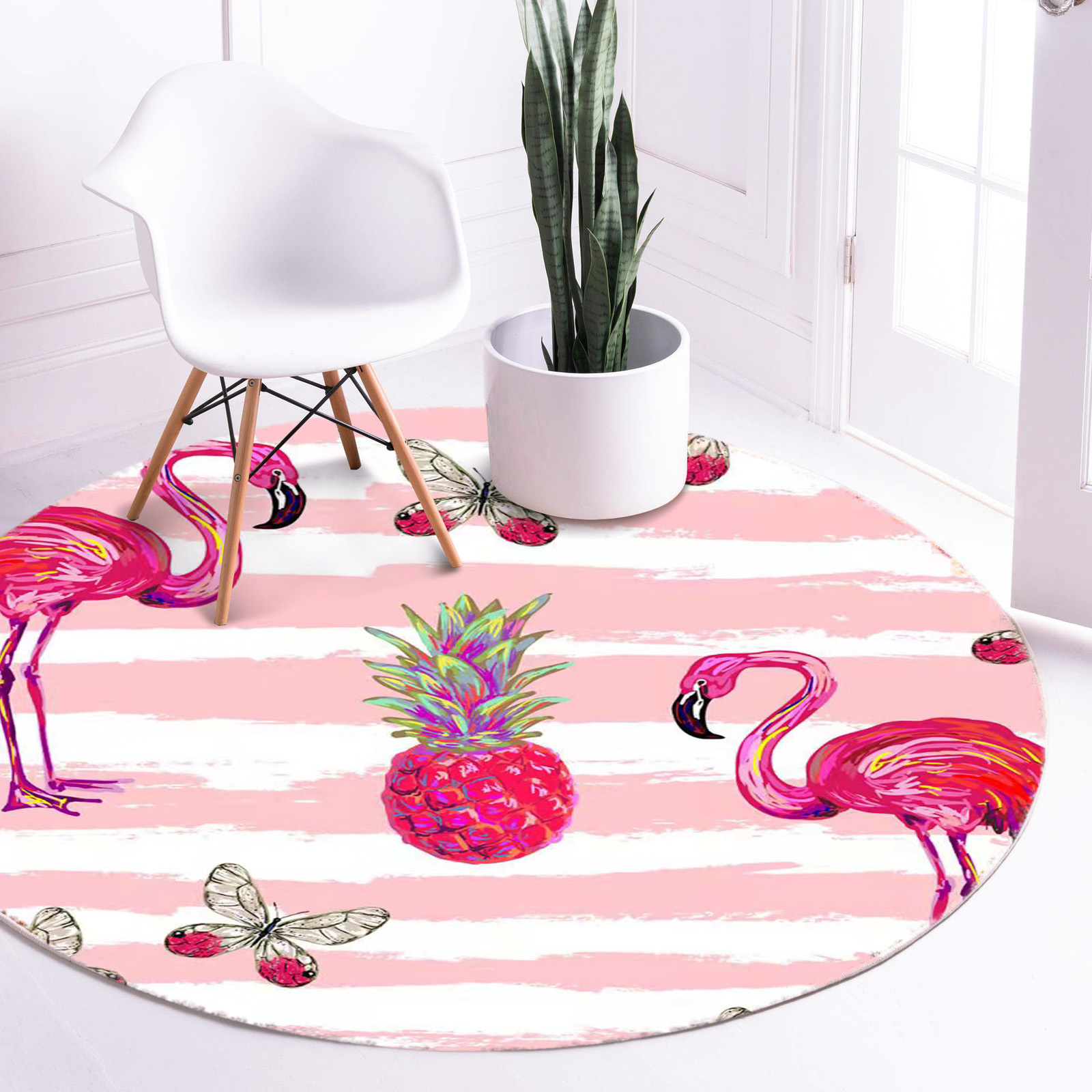 Tropical Paradise Flamingo Infinity Round Rug