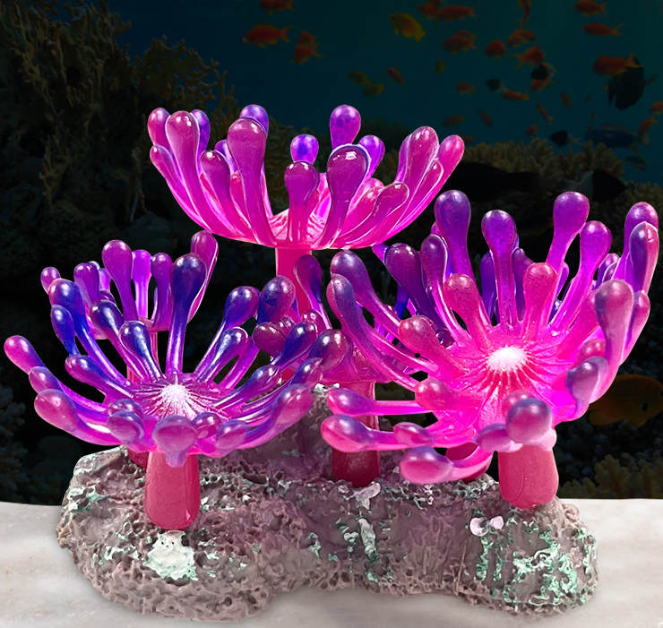 Artificial Coral Aquarium Decor Plants Fish Tank Decoration (Pink)
