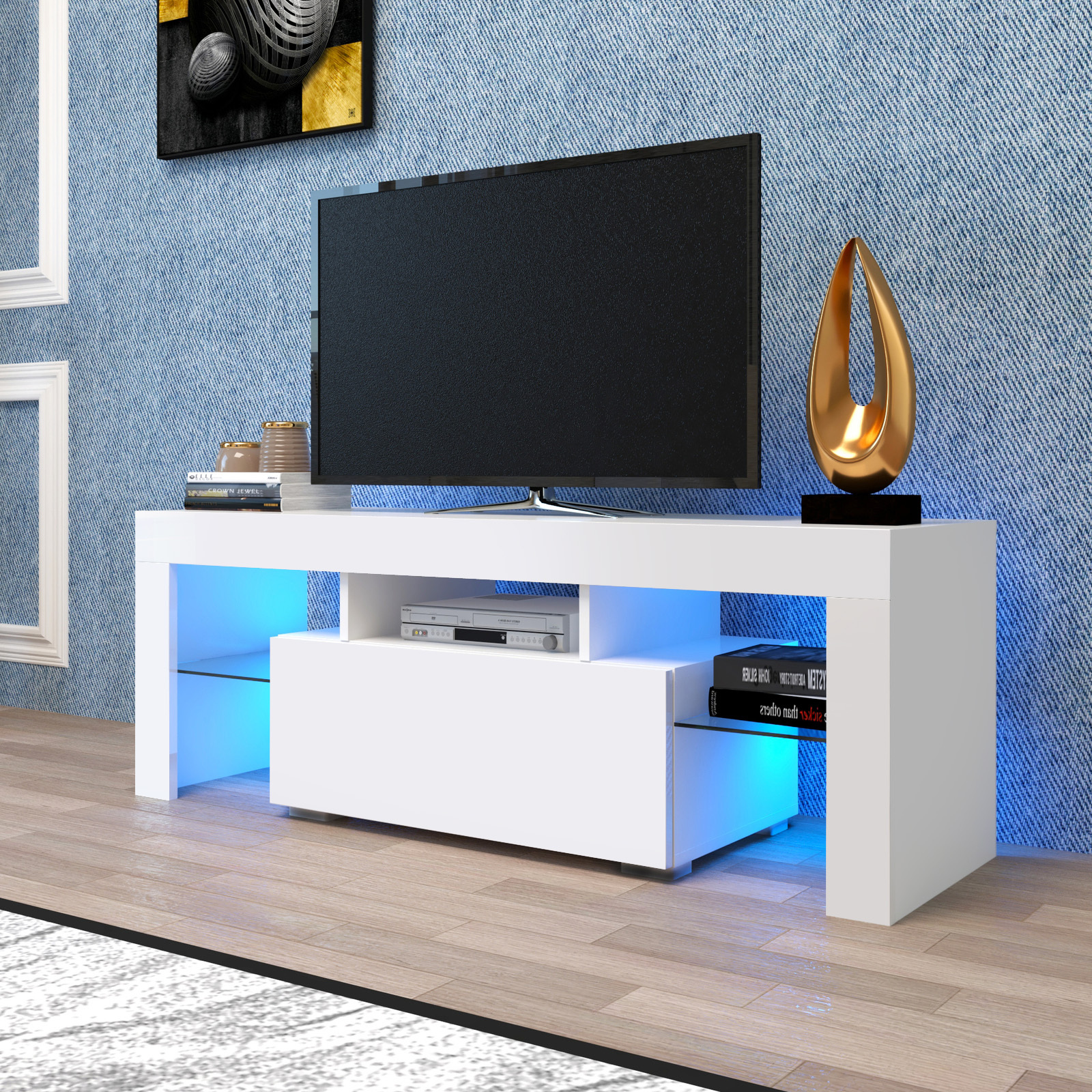 Deluxe TV Stand Entertainment Unit Cabinet with LED Lights