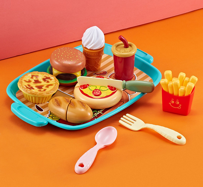 11-Piece Lunch Plate Realistic Pretend Cutting Food Toy Play Set