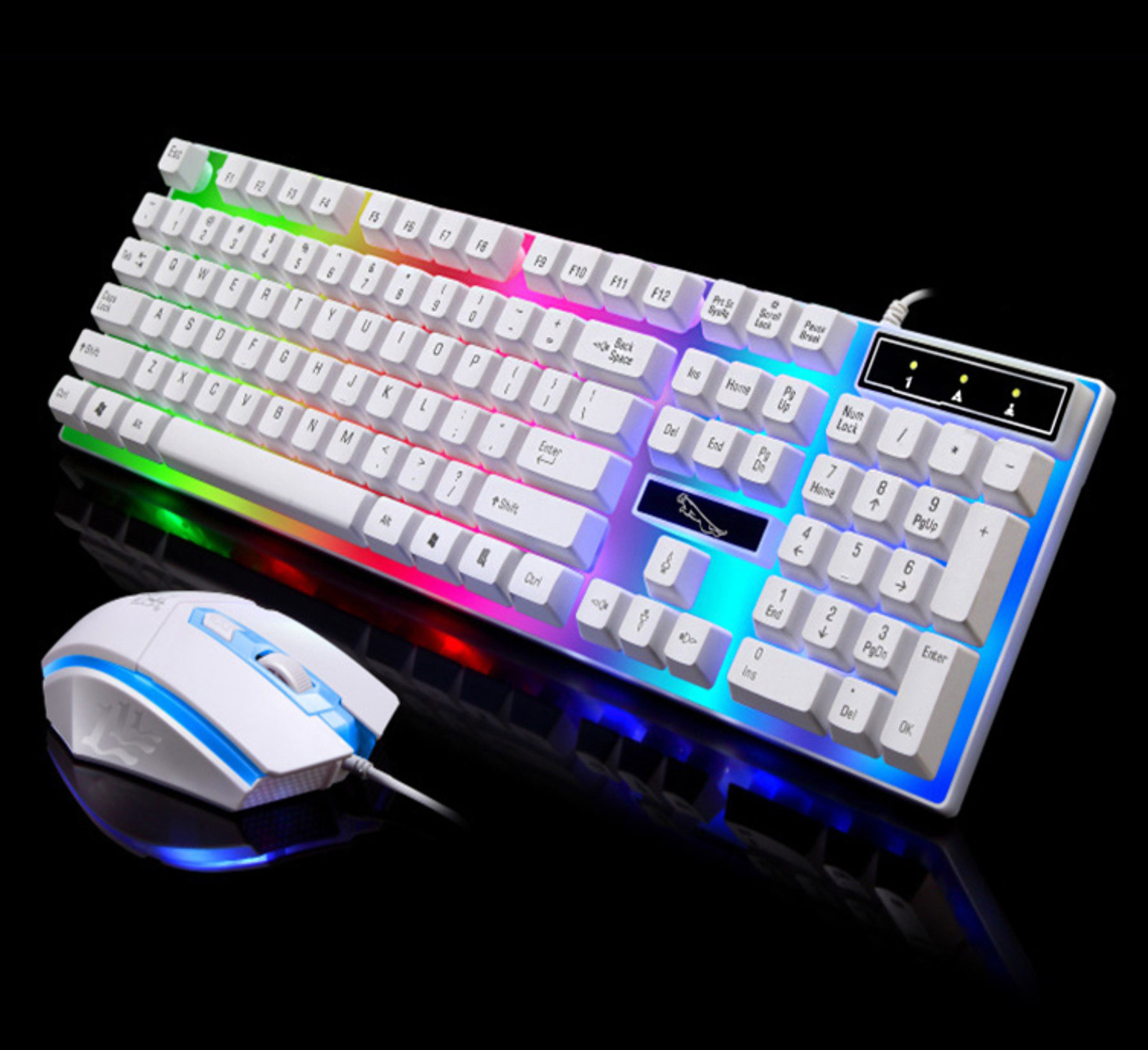 RGB Wired Gaming Keyboard and Mouse Combo Set (White Lighting)