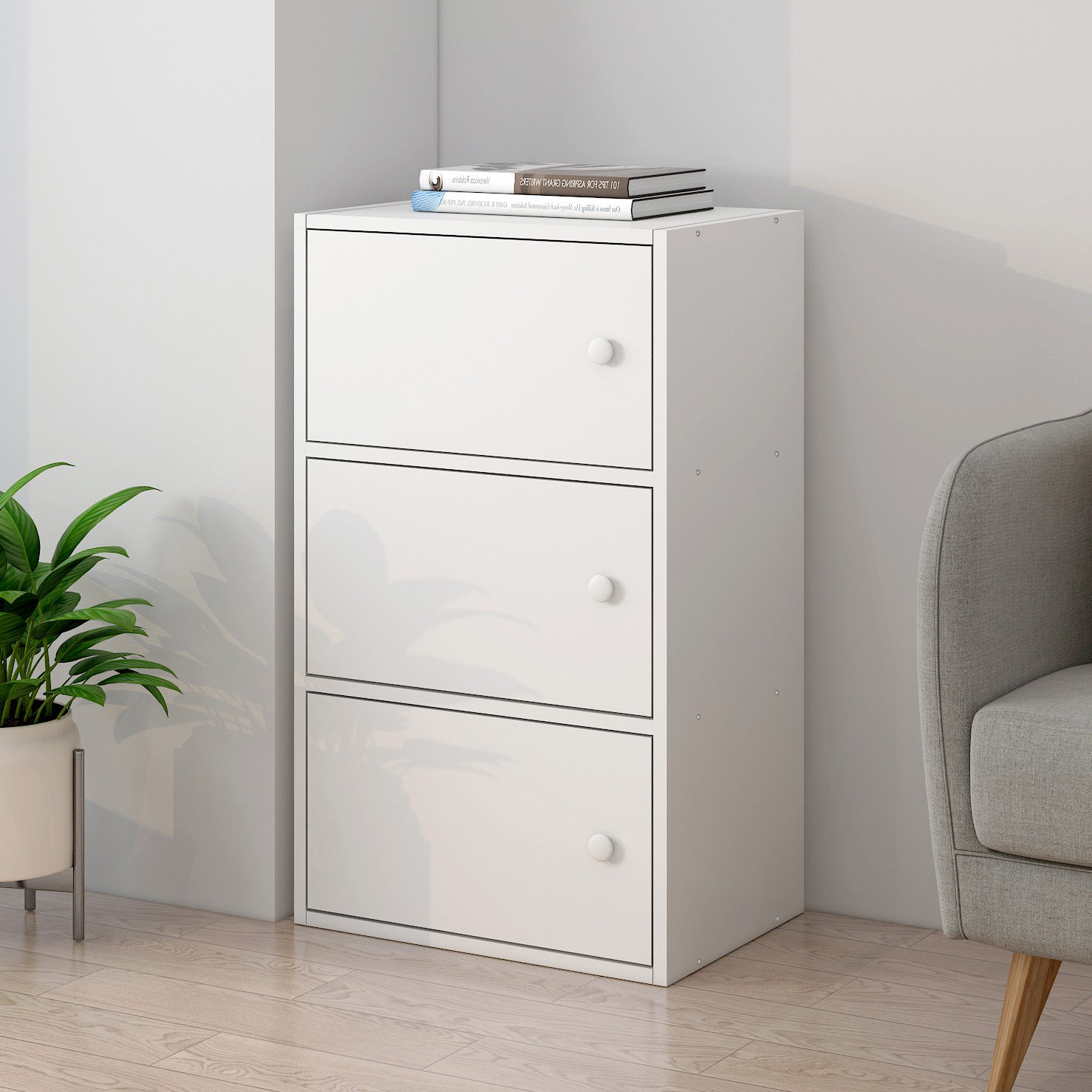 3-Tier Cascade Organizer Cabinet Chest of Drawers (White)