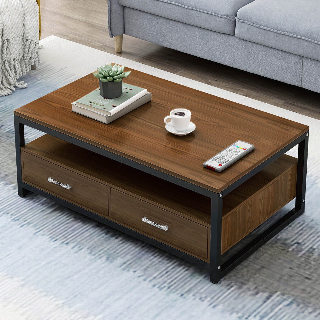 chilly valley lanthanum Athena Designer Coffee Table with Drawers (Walnut)