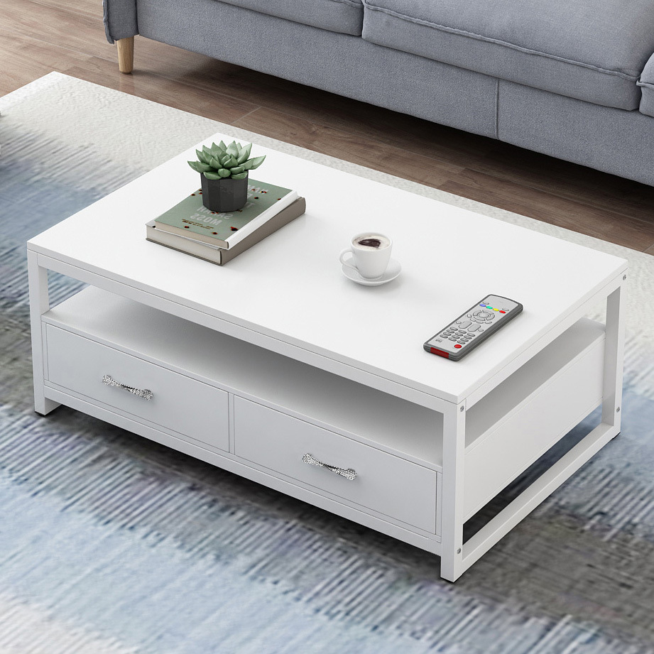 Athena Designer Coffee Table with Drawers (White)