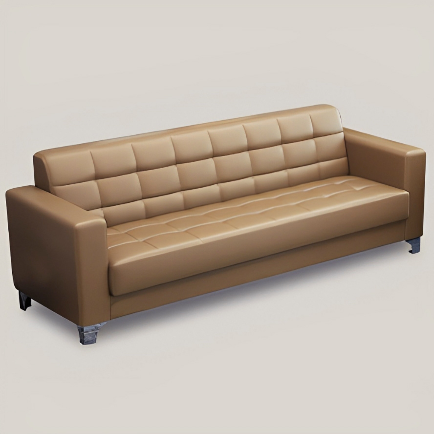 Modern Minimalist Leather Sofa Lounge 3-Seater Couch (Tan)