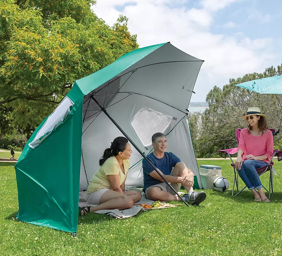 Large Canopy Camping Beach Sports Events Sun & Rain Umbrella (Green)