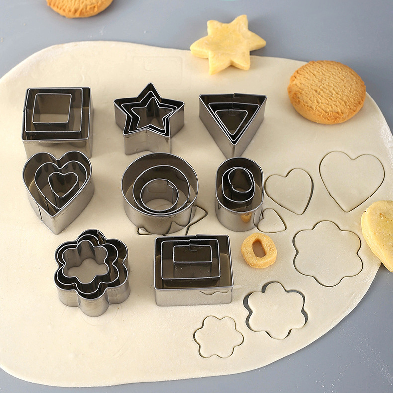 24 PCS Stainless Steel Biscuit Cookie Cutters Set Baking Moulds