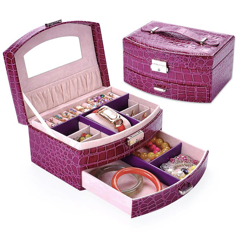 Luxury PU Leather Jewellery Box Storage Case (Royal Purple)