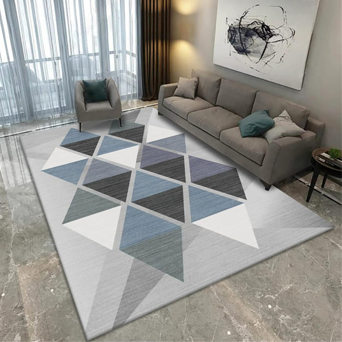 XL Extra Large Geo Designer Rug Carpet Mat (300 x 200)