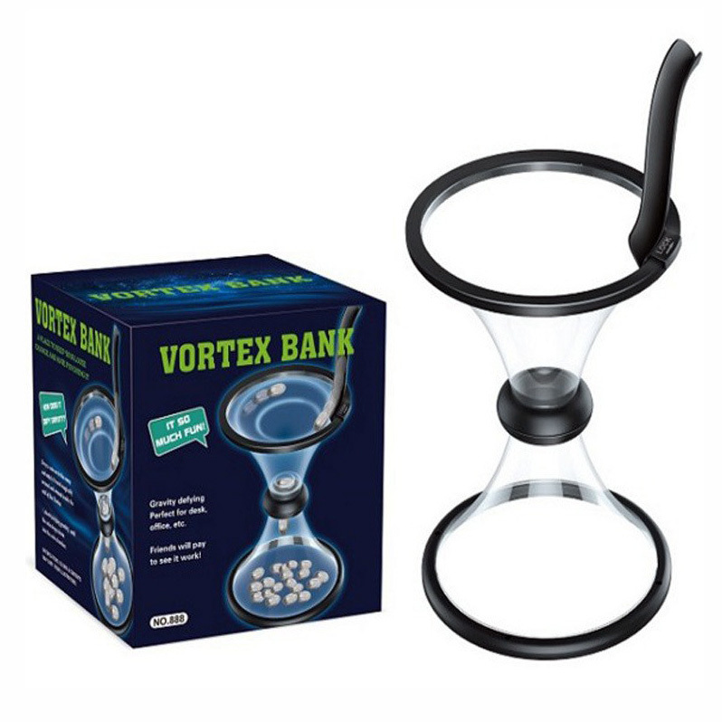 Large Spinning Vortex Piggy Bank Gravity Cash Saving Coin Collector Money Box