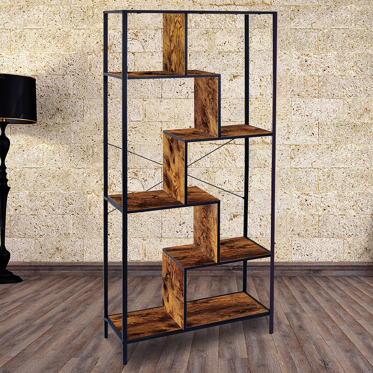 Pivot Premium Rustic Tall Bookcase Display Shelf Bookshelf Organizer