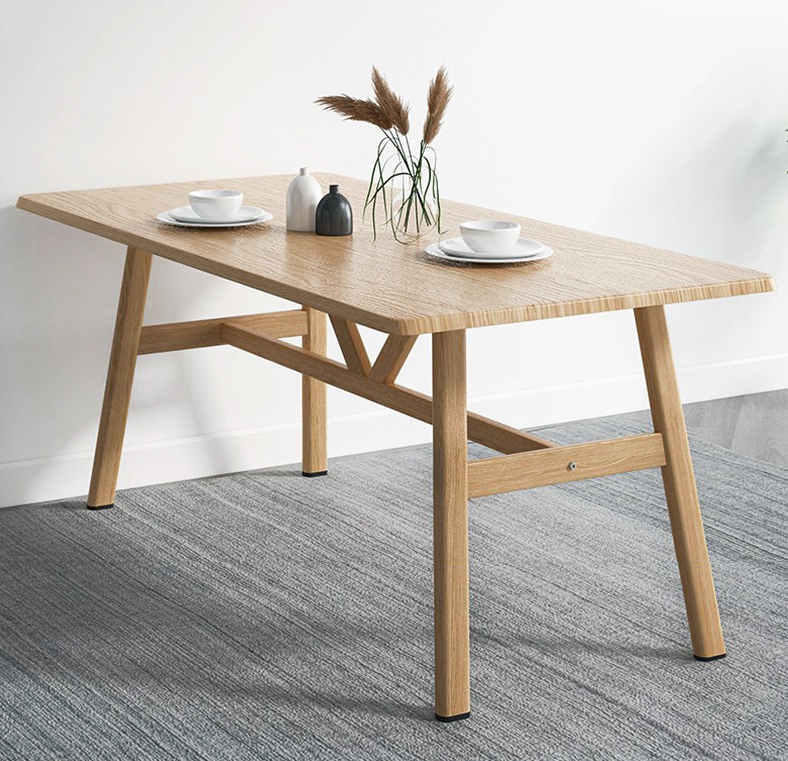 Utopia Wood and Steel Dining Table (Oak)