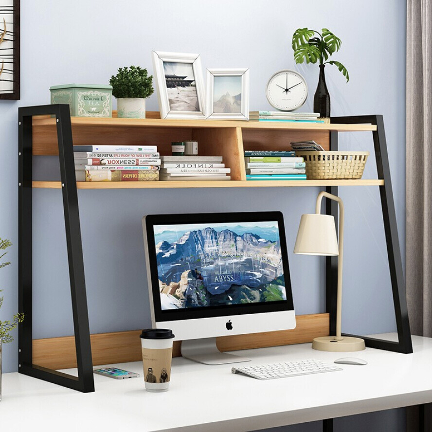 Zion Large Versatile Desk Hutch Storage Shelf Unit Organizer (Natural Oak)