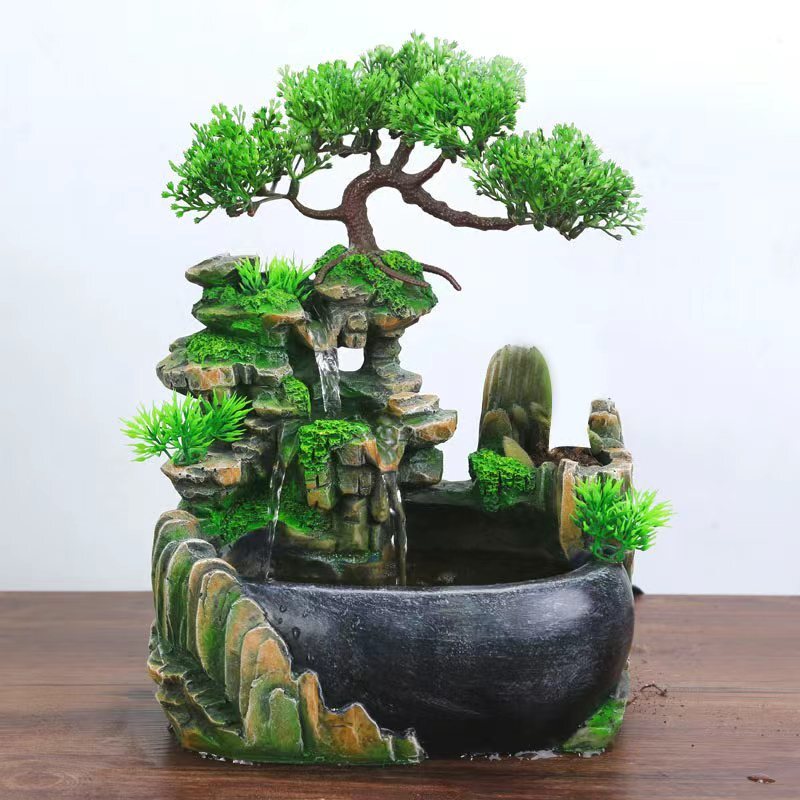 Calming Waterfall Fountain Bonsai Tree Water Feature Ornament
