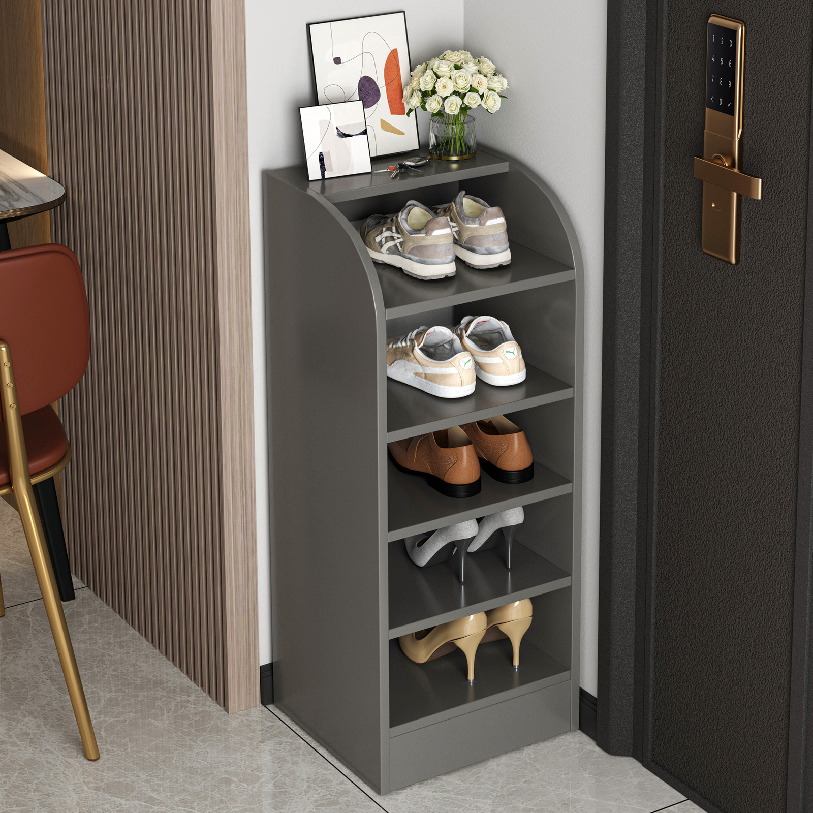 6-Tier Spacious Shoe Rack Footwear Storage Organizer Cabinet (Charcoal)