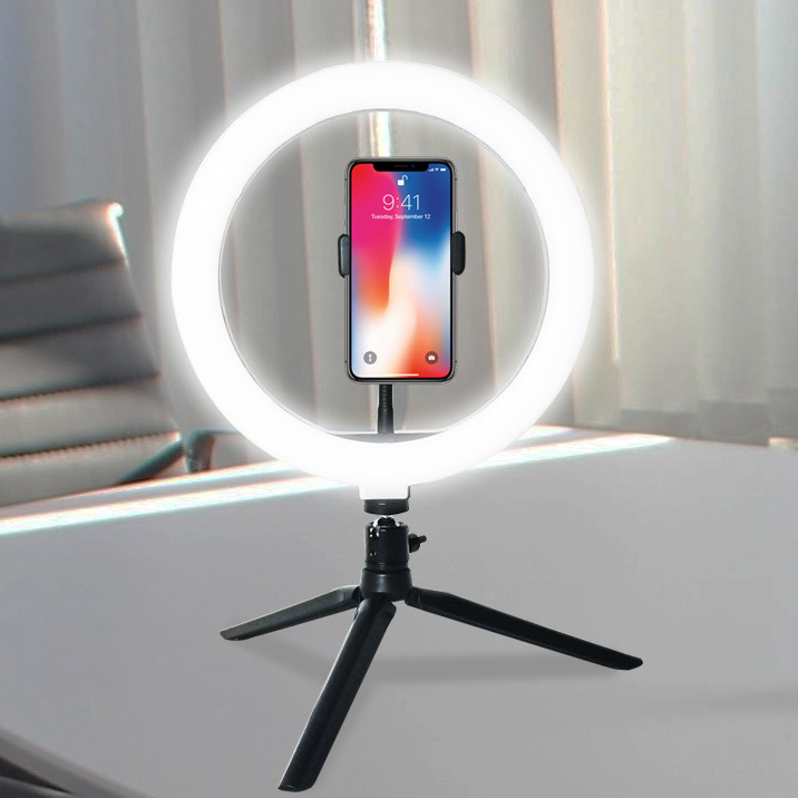 rotatable use for YouTube Video Makeup USB LED Desk Camera Ringlight 6.3/16cm Ring Light LED Desktop Selfie Lamp 2700-6500K Dimmable 3 Colors 10 Brightness with Tripod Stand & Cell Phone Holder 