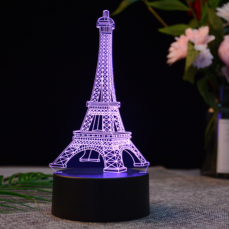 3D Eiffel Tower LED Colour-Changing Night Light Lamp