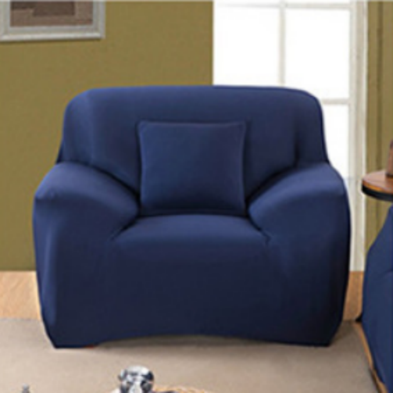 Sofa Cover Stretch Set: Lounge Couch & Cushion Protector (Navy, Single Seater)