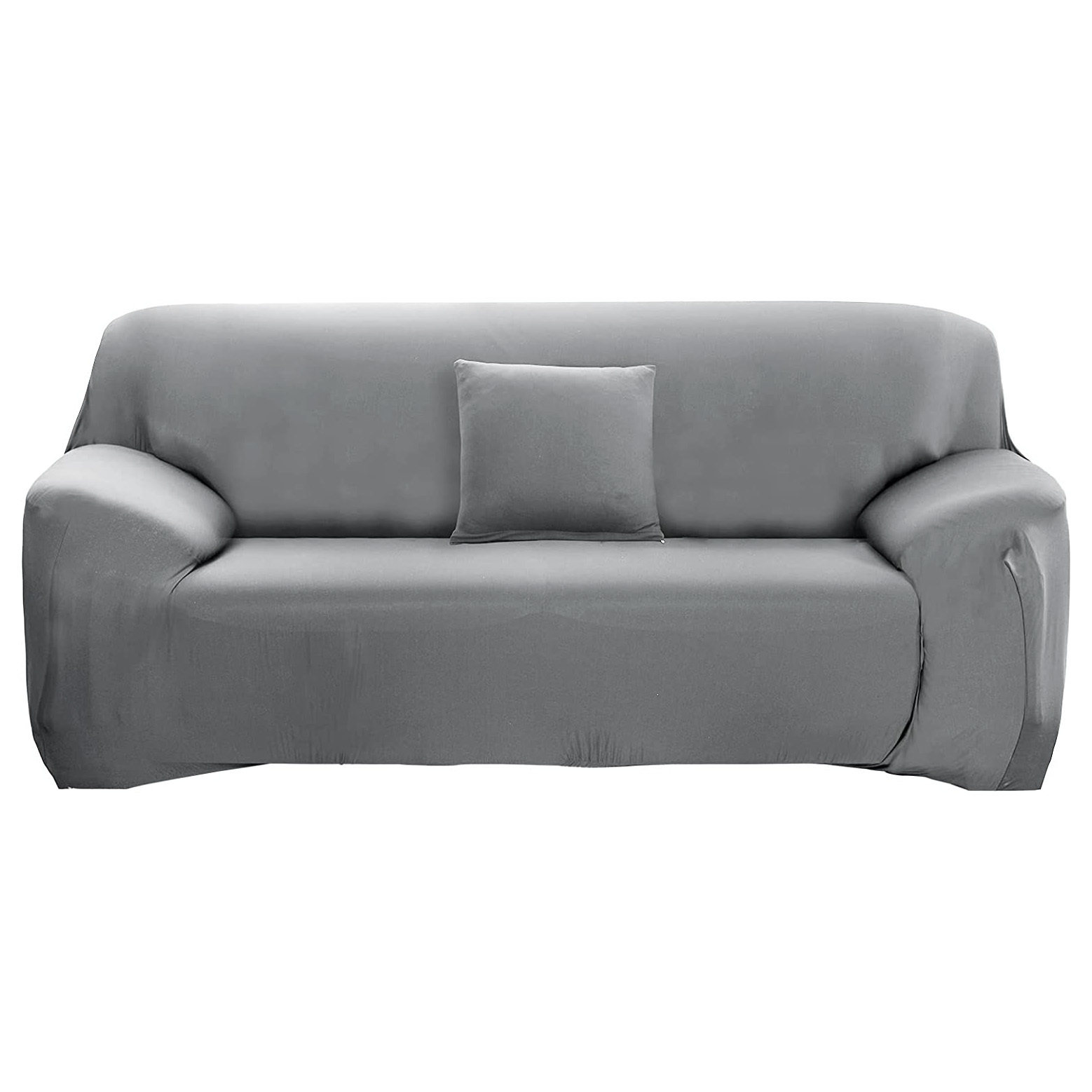 2-Seater Sofa Cover Stretch Set: Lounge Couch & Cushion Protector (Grey)