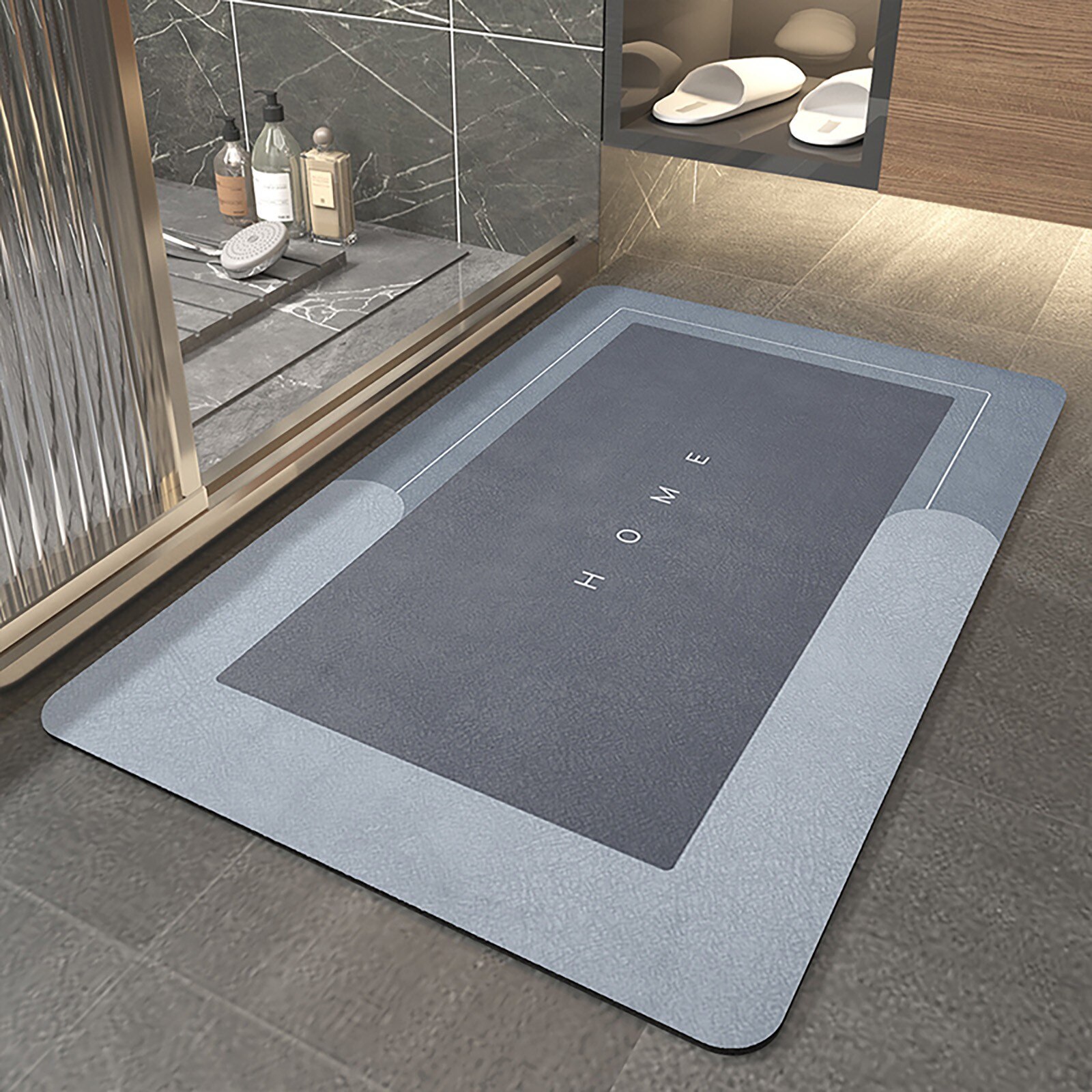 Super Absorbent Floor Bath Door Mat Non-Slip Rug Doormat (Blue Grey, 50 x 80)