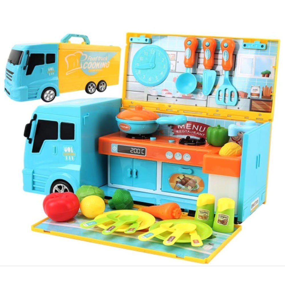 33-Piece Food Truck Kitchen Cooking Toy Play Set 