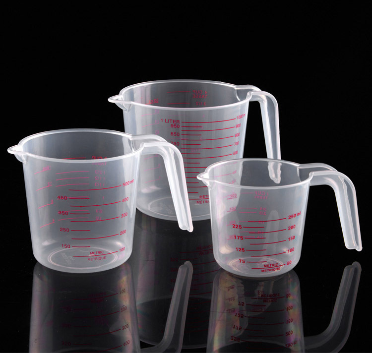 3 x Clear Measuring Cups (250mL, 500mL, 1L)