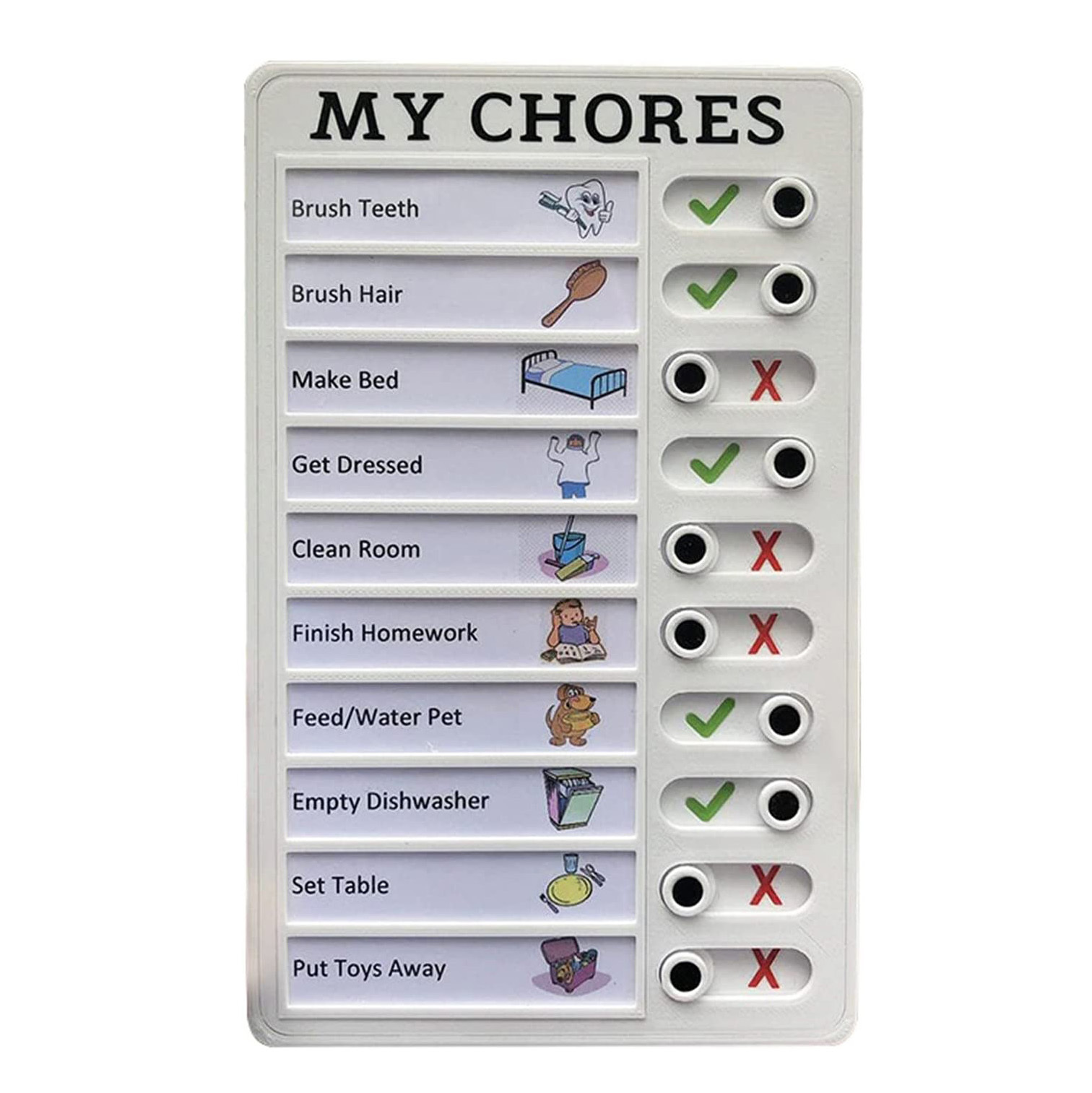 My Chores Chart Reusable Checklist Memo Message Note Board Planner with Slider