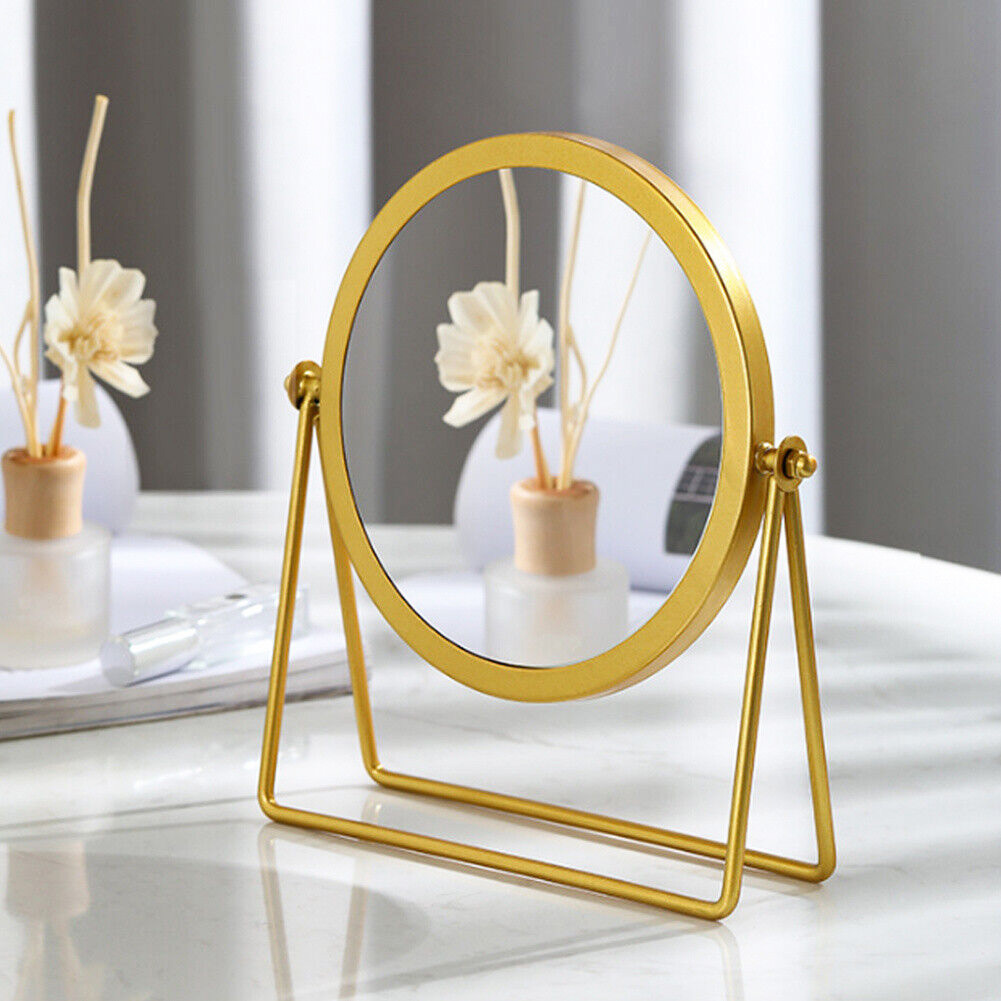 360-degree Rotating Dressing Makeup Vanity Cosmetic Tabletop Round Mirror (Gold)