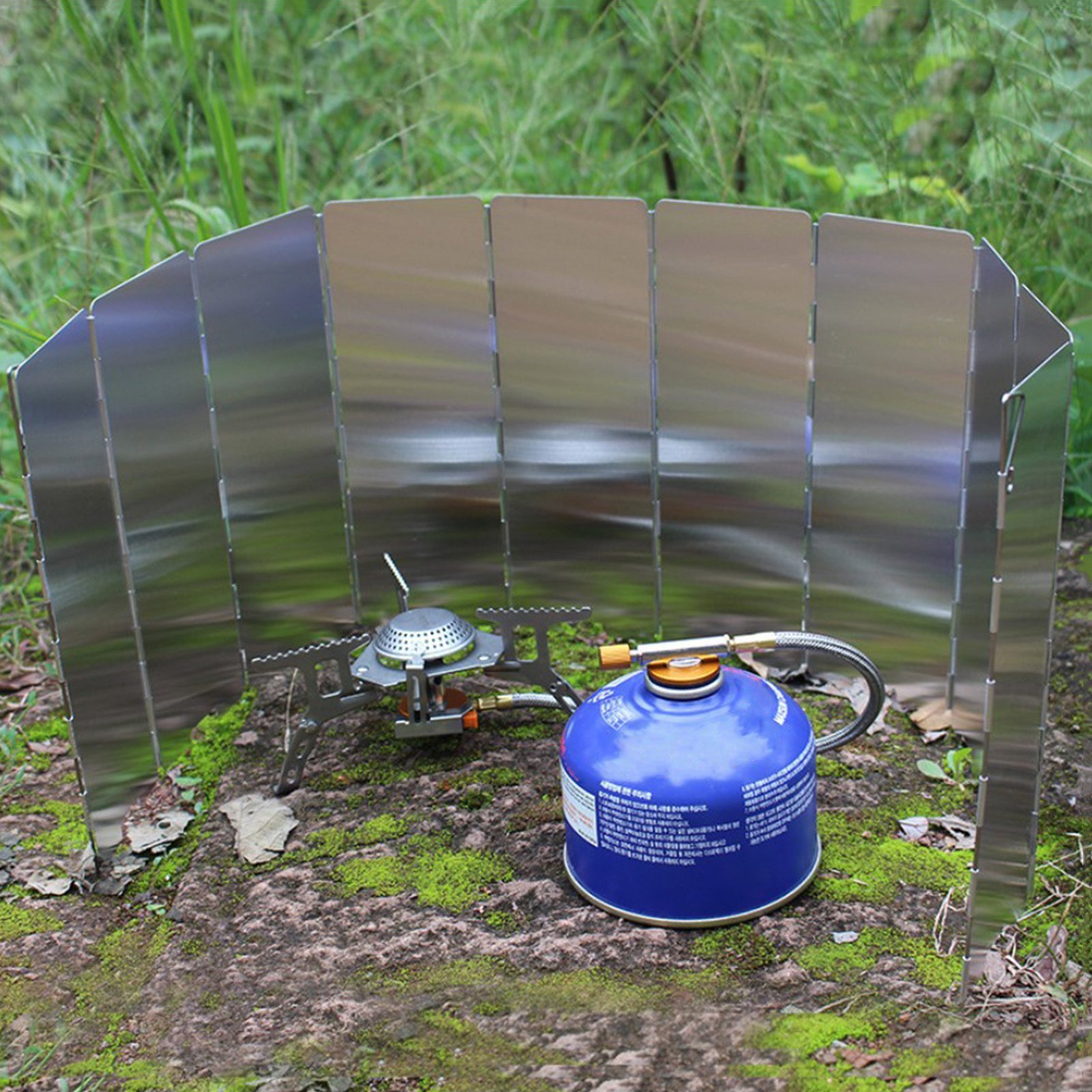 Aluminum Windshield Outdoor Gas Stove Wind Shield Foldable Burner Windproof Screen