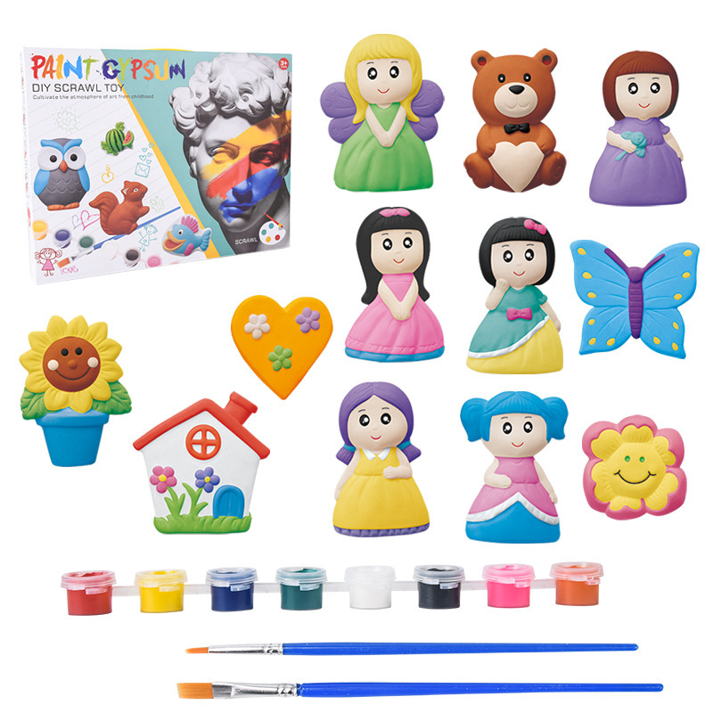 Large Plaster Painting Set Paint Your Own Figurines Arts and Crafts DIY Toy Kit (Princess)