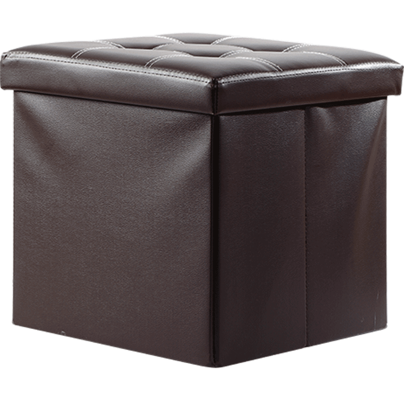 50L PU Leather Ottoman Foldable Storage Stool (Dark Brown)