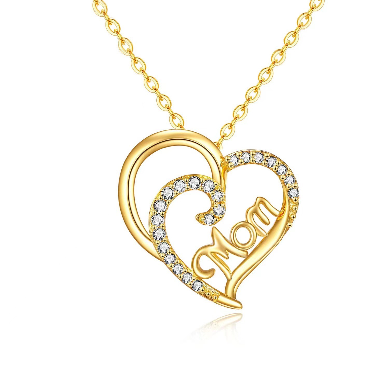 Mom 14K Gold Plated Sterling Silver Heart Shaped Necklace