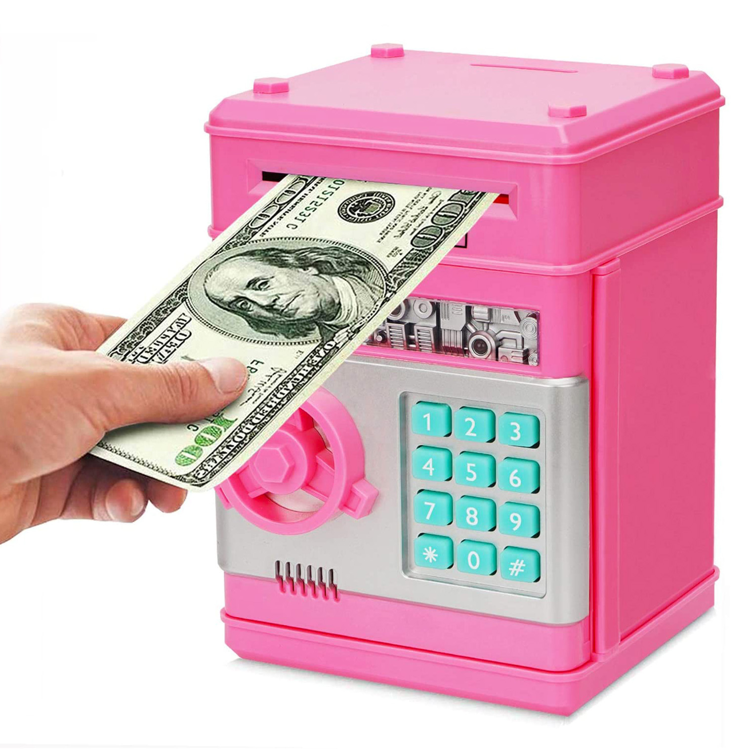 Automatic Safe Electronic Piggy Bank ATM Money Box (Pink)