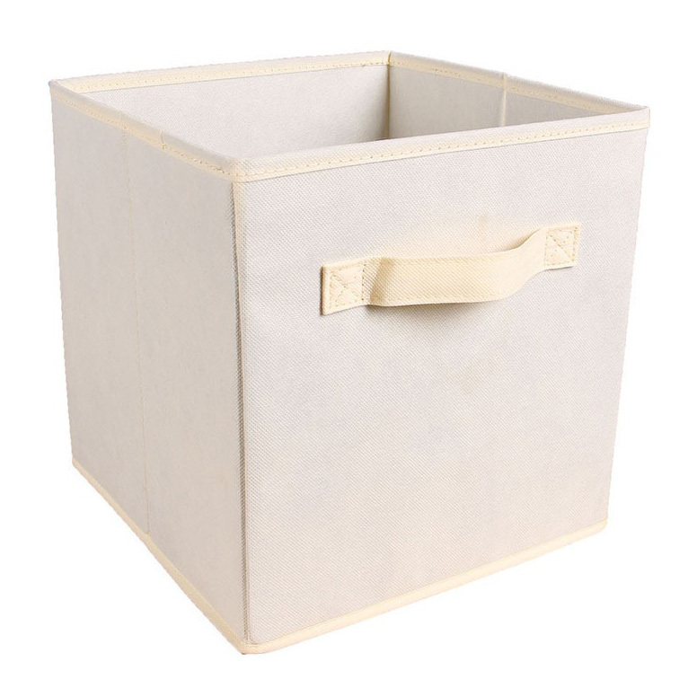 Foldable Storage Cube Basket Bin Collapsible Box Organizer (Beige)