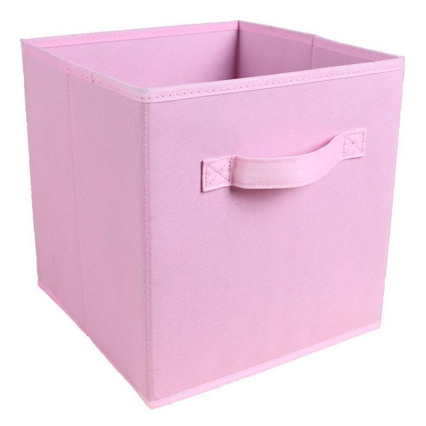 Foldable Storage Cube Basket Bin Collapsible Box Organizer (Pink)