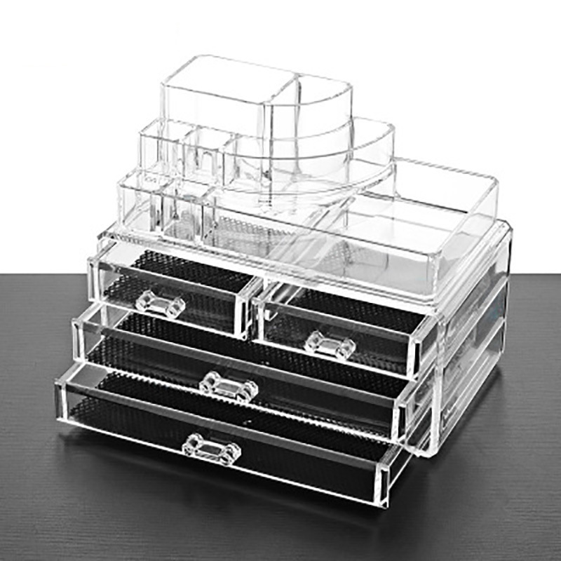 Cosmetic Organizer Drawers Clear Jewellery Box Makeup Storage Case LARGE 4d Curved Top