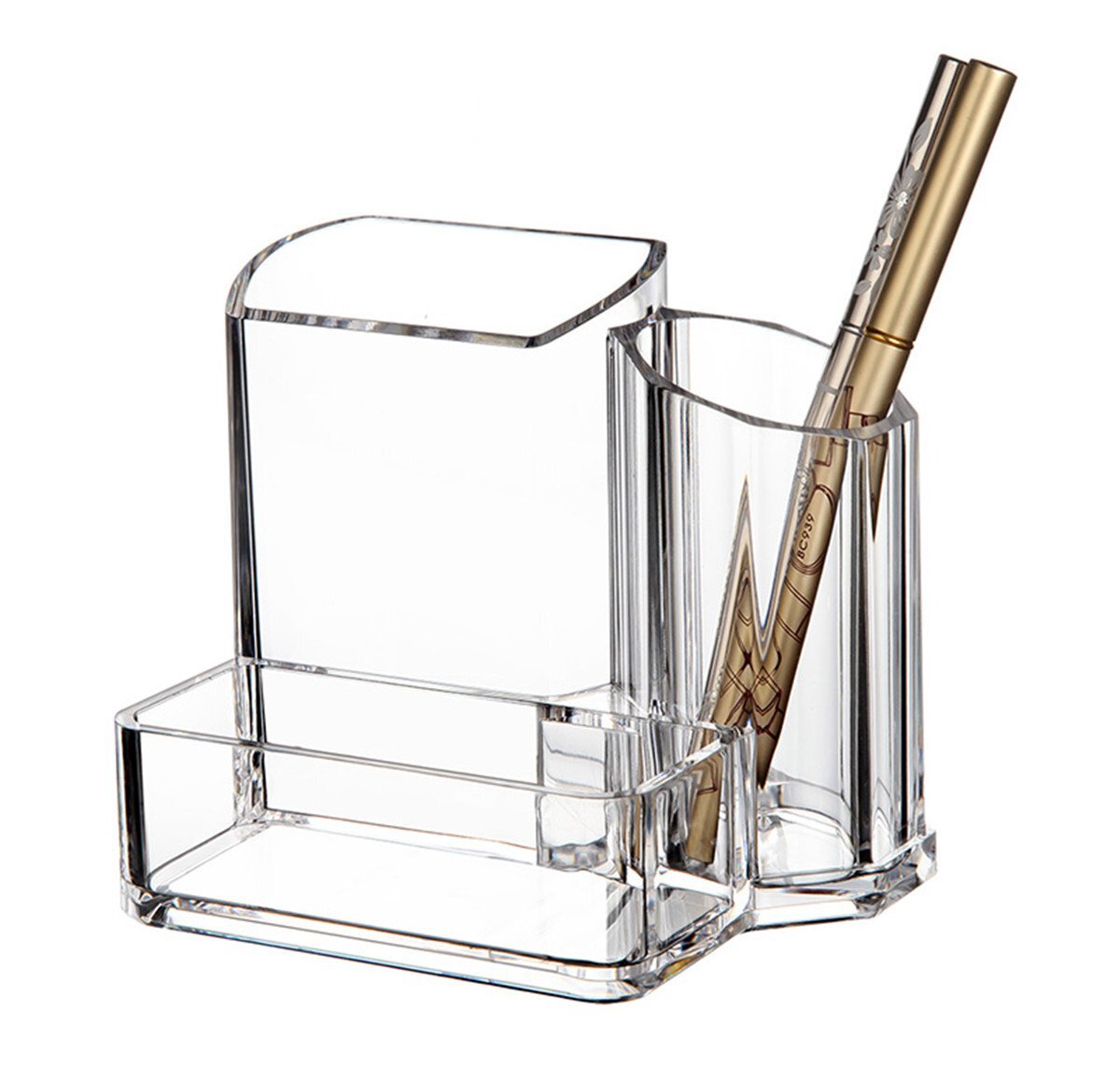 Clear Acrylic Desk Organizer Pen Holder with Business Card Holder