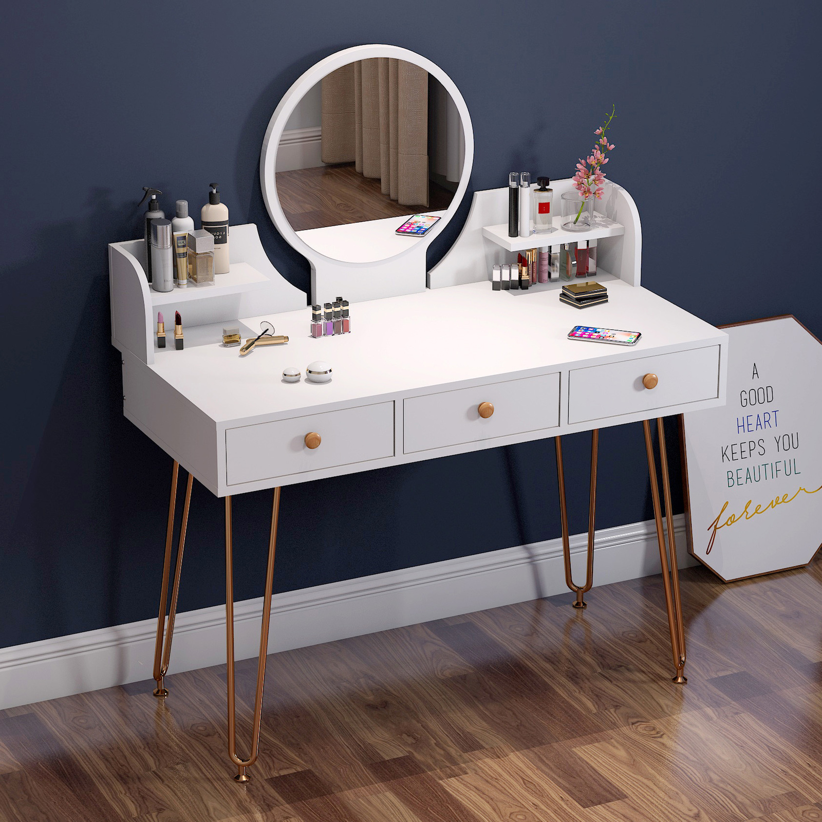Dess Large Dresser Vanity Table With, Large Dresser With Mirror