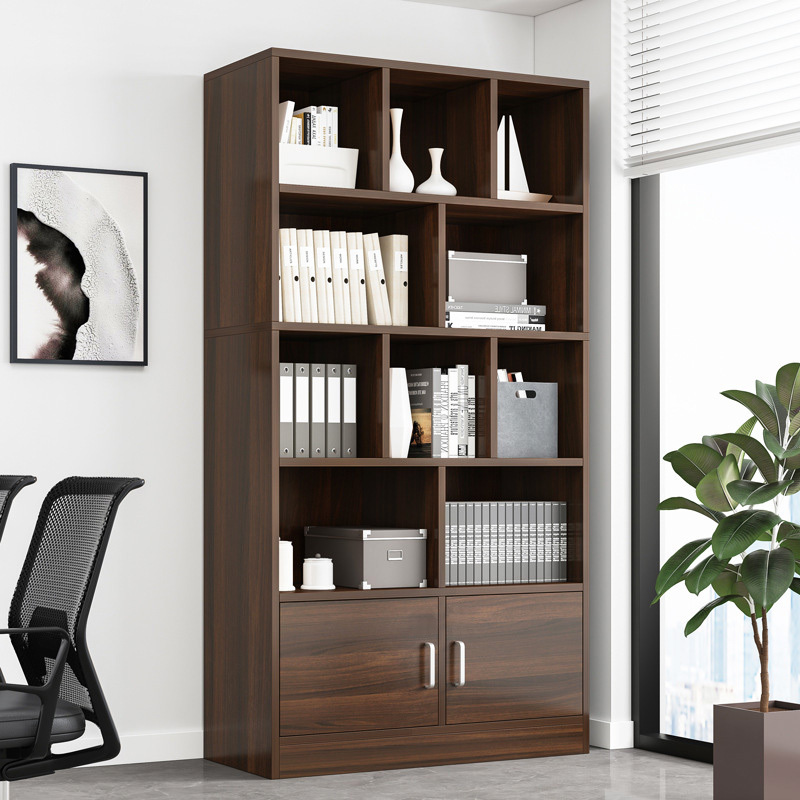 Omega 10-Shelf 2-Door Wardrobe Cupboard Bookshelf Cabinet (Black Walnut)