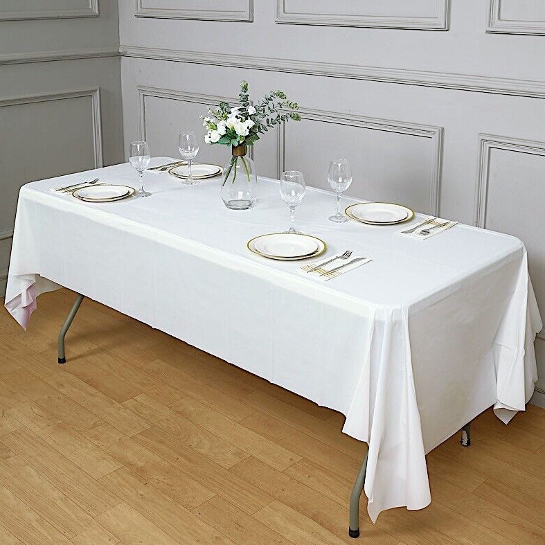 Disposable Tablecloth Large Rectangle Party Table Cloth Cover (White)