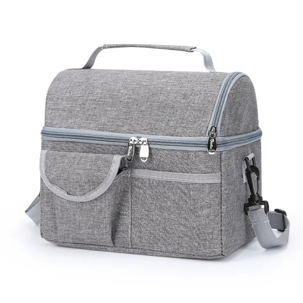 Insulated Lunchbox Cooler Bag Portable Outdoor Food Storage Lunch Box (Grey)