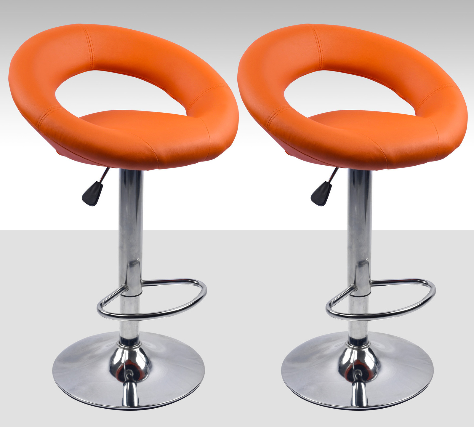 2 x  Royal Designer Bar Stools Moon Chairs (Orange - Set of 2)